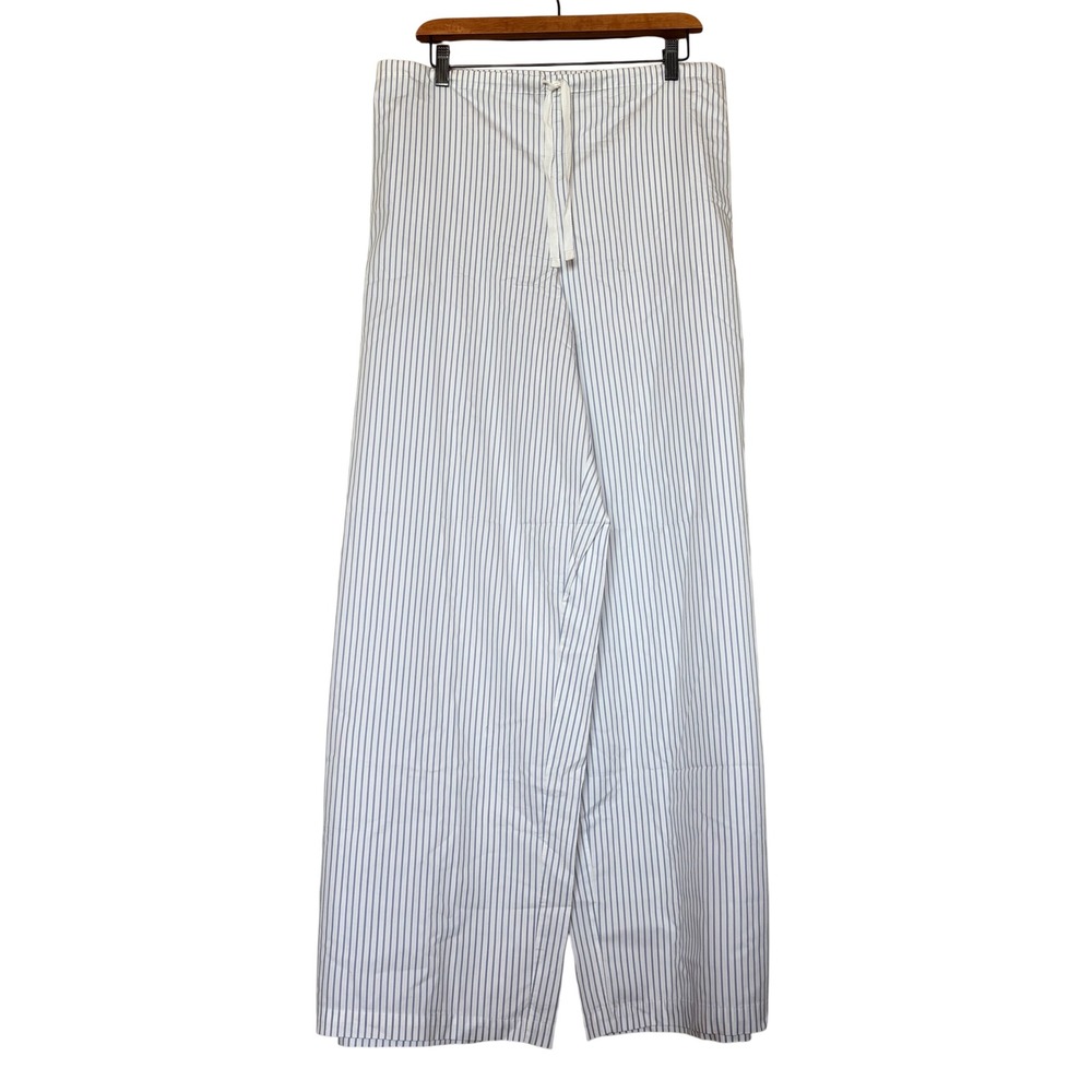 SKIMS Striped Wide Leg Lounge Pants Women‎ 3X Cotton Poplin Drawstring Sleepwear